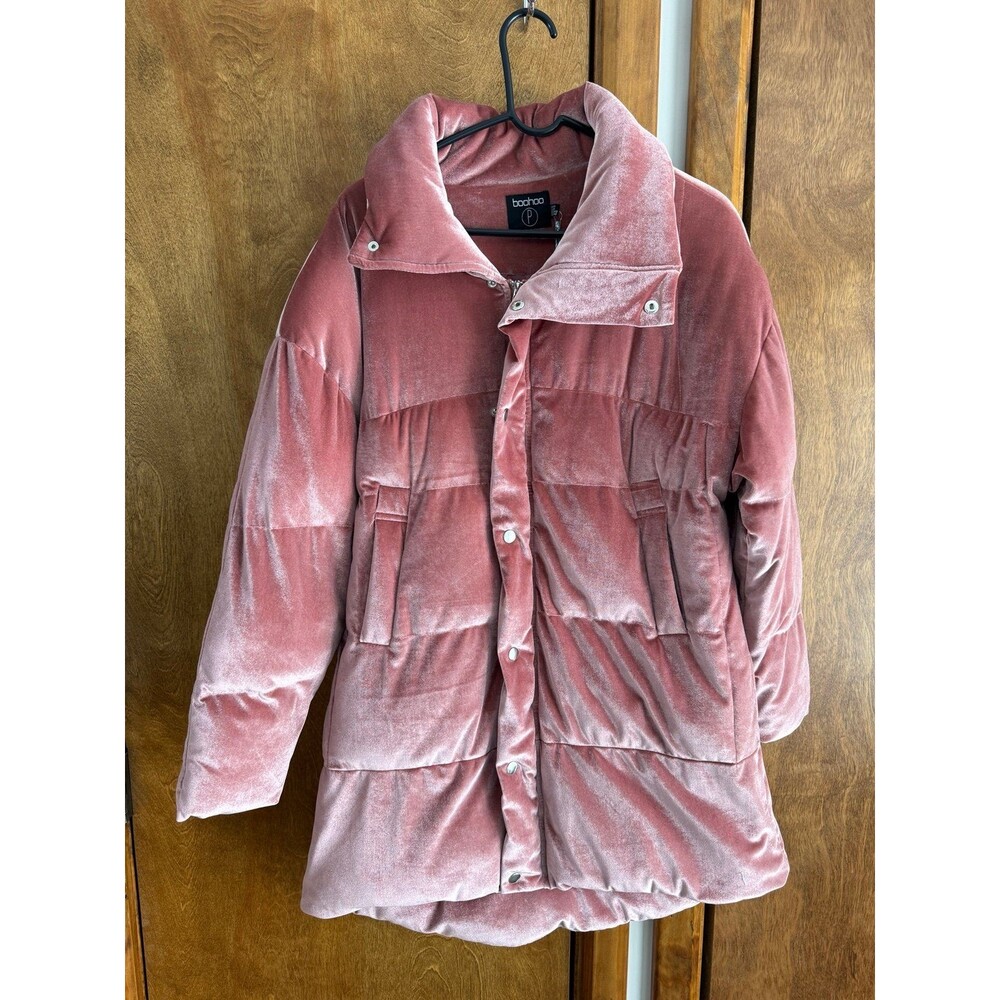Women’s BooHoo Petite Velvet Padded Coat Sz. 10 NWT Blush